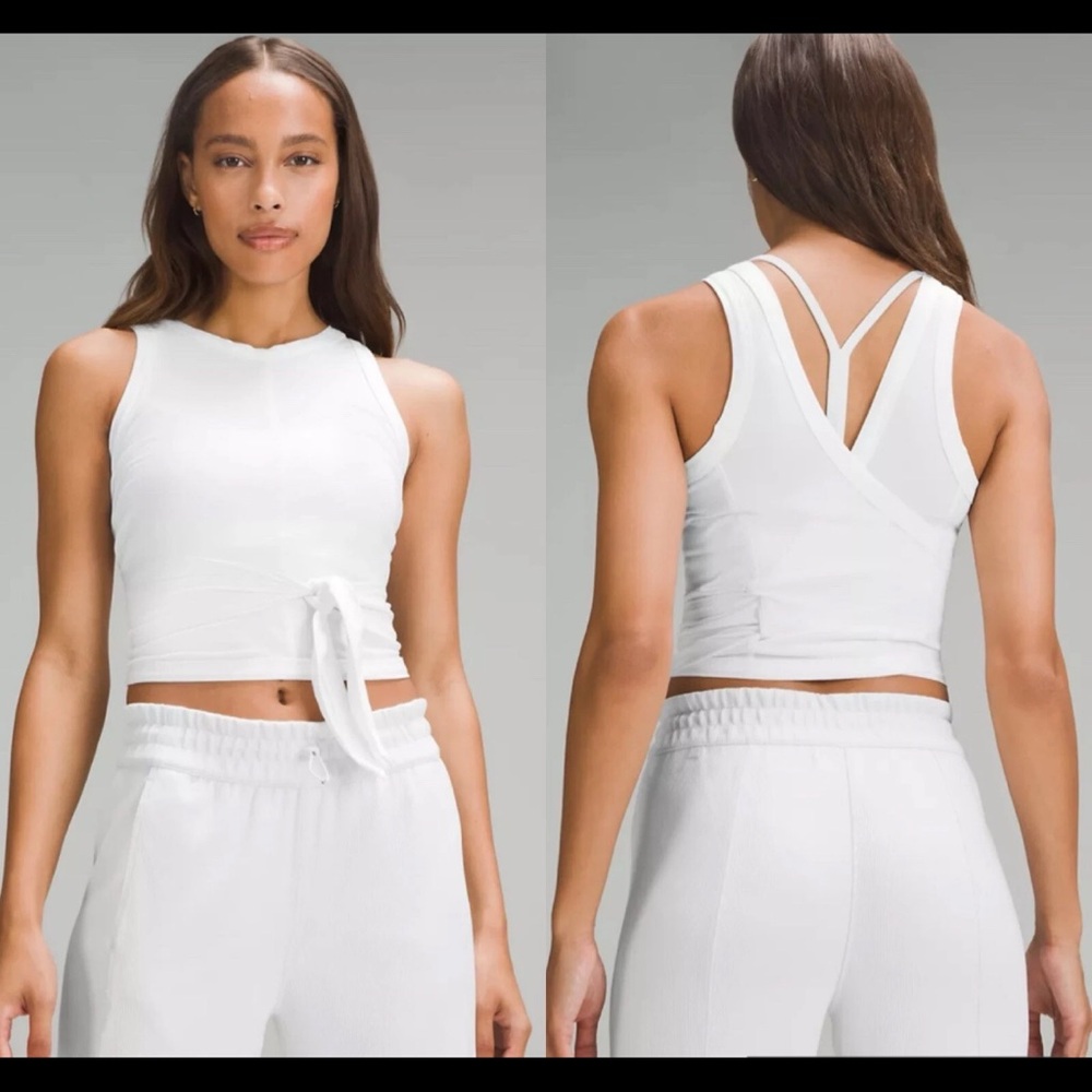 Lululemon It's a Tie Tank Top White Pima Cotton Size 8 NWOT